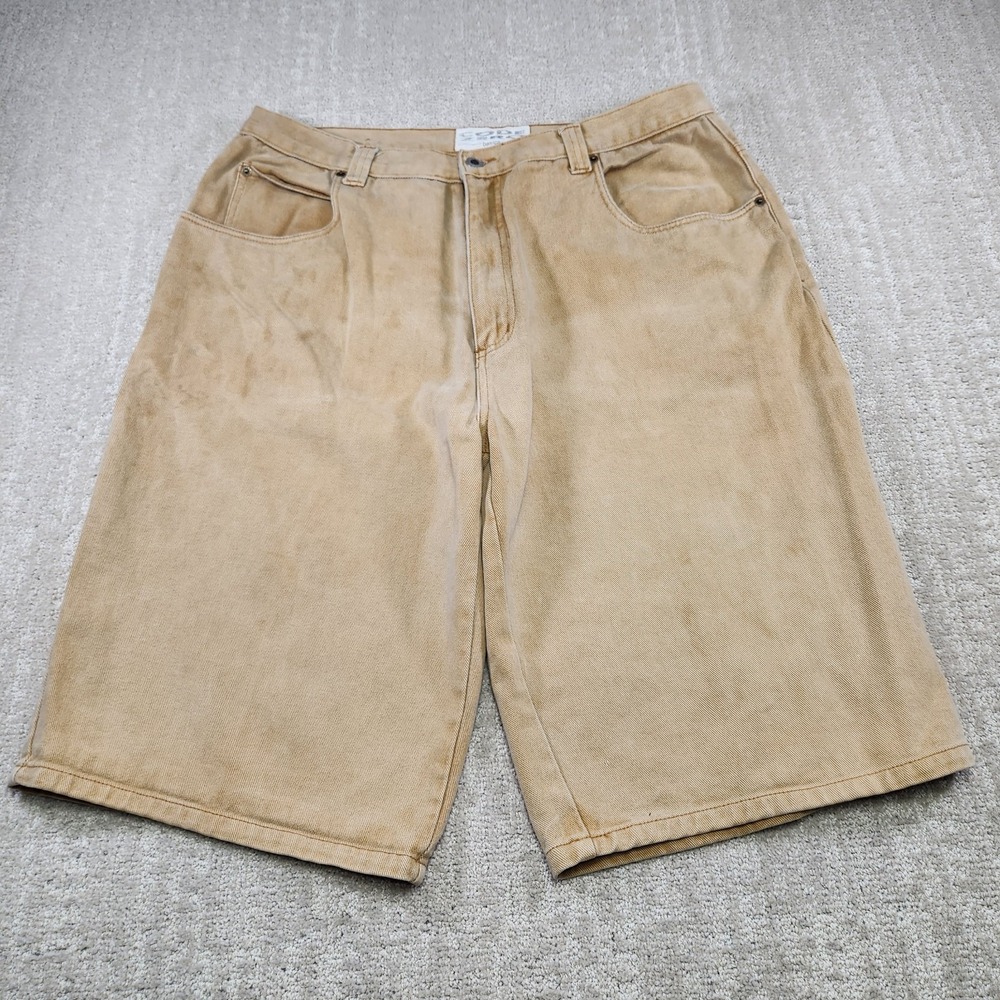 Vintage Y2K Denim Shorts Men 36 *READ Baggy Wide Leg  Jean Jorts Code Zero Beige